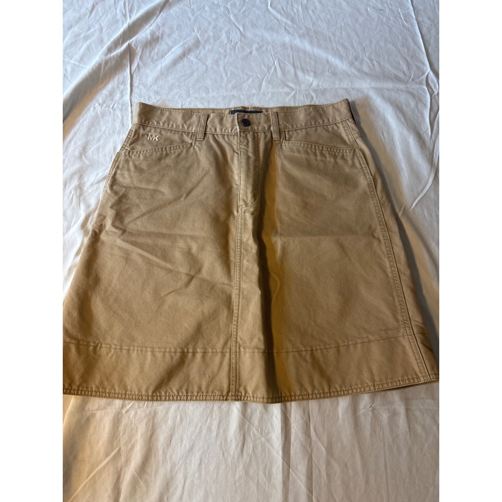 Mountain Khakis Village Skirt Women 12 Tan Excellent Cotton Twill A-Line Utility